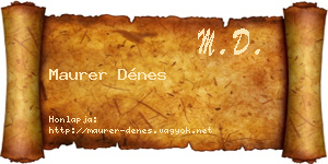Maurer Dénes névjegykártya